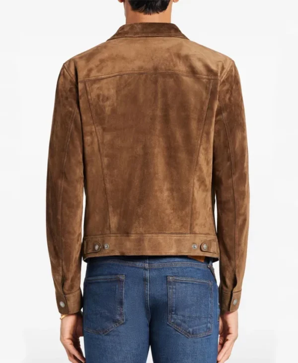 Morison Mens Brown Suede Leather Jacket Back