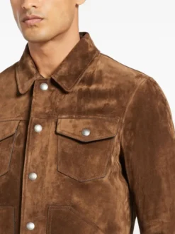 Morison Mens Brown Suede Leather Jacket Collar