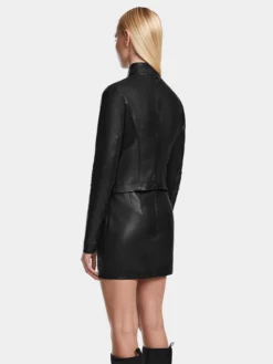 Natasha Womens Cafe Racer Leather Biker Jacket Back