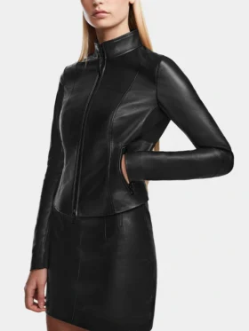 Natasha Womens Cafe Racer Leather Biker Jacket Main