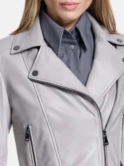 Nyla Motorcycle Leather Jacket Collar