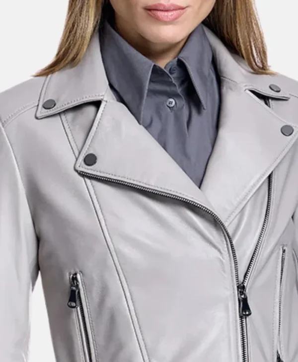 Nyla Motorcycle Leather Jacket Collar