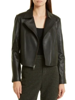 Plain Womens Black Moto Jacket Main