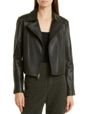 Plain Women's Black Moto Jacket Main