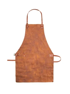 Premium Brown Leather BBQ Apron Back
