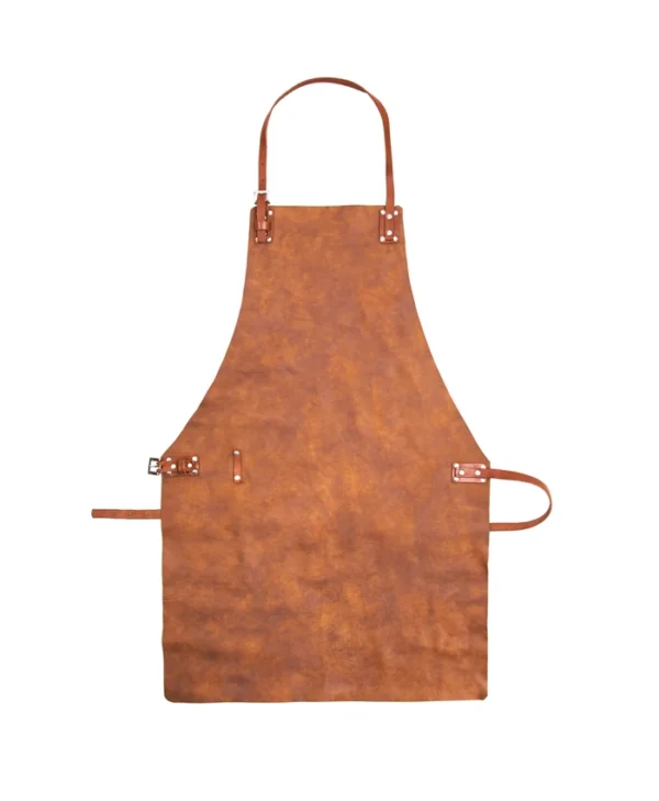 Premium Brown Leather BBQ Apron Back