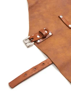 Premium Brown Leather BBQ Apron Belted