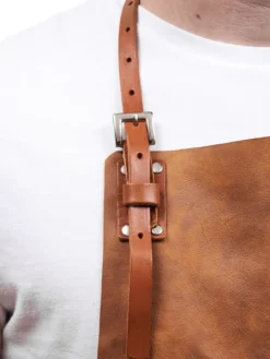 Premium Brown Leather BBQ Apron Head