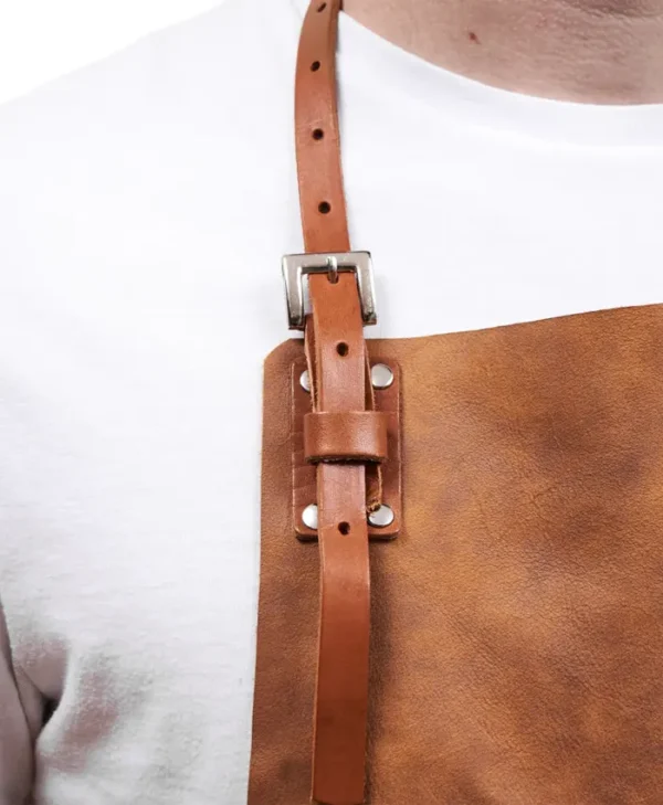 Premium Brown Leather BBQ Apron Head