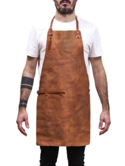 Premium Brown Leather BBQ Apron Main