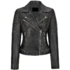 Richard Black Leather Biker Jacket Womens Main