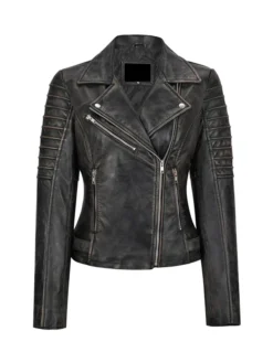 Richard Black Leather Biker Jacket Womens Main