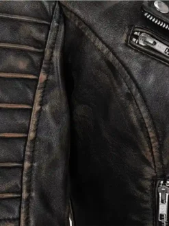 Richard Black Leather Biker Jacket Womens Quilted