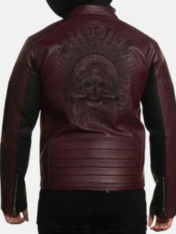 Ronny Distressed Burgundy Leather Jacket Back