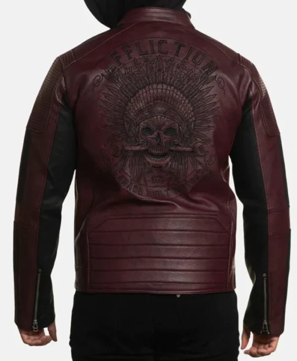 Ronny Distressed Burgundy Leather Jacket Back