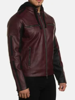 Ronny Distressed Burgundy Leather Jacket Style
