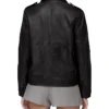 Sarah Black Leather Aviator Jacket Back