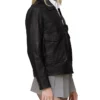 Sarah Black Leather Aviator Jacket Side