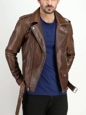 Slim Fit Mens Brown Leather Jackets