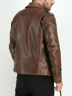 Slim Fit Mens Brown Leather Jackets Back
