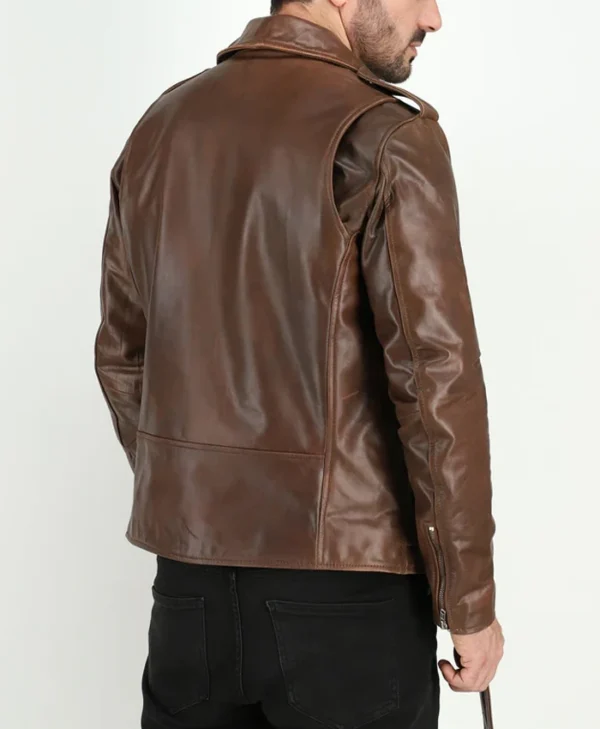 Slim Fit Mens Brown Leather Jackets Back
