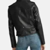 Stacie Black Leather Biker Jacket Womens Back