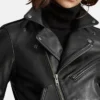 Stacie Black Leather Biker Jacket Womens Collar