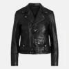 Stacie Black Leather Biker Jacket Womens Front