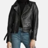 Stacie Black Leather Biker Jacket Womens Main