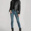 Stacie Black Leather Biker Jacket Womens Stand