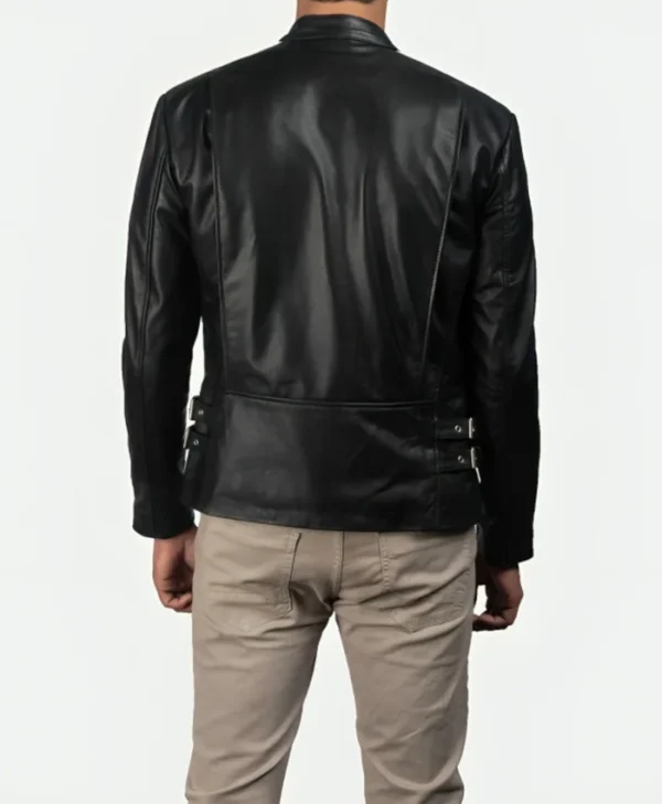 Striped Leather Jacket Back