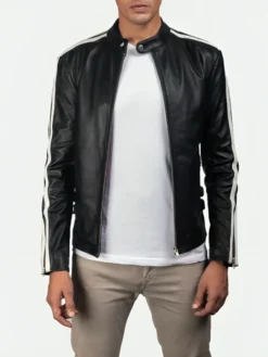 Striped Leather Jacket Main