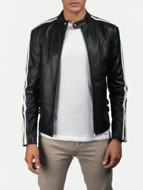 Striped Leather Jacket Main