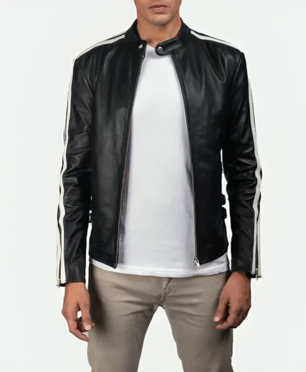 Striped Leather Jacket Main