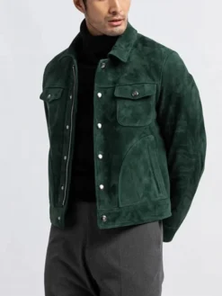 Ted Green Suede Biker Jacket Buttoned