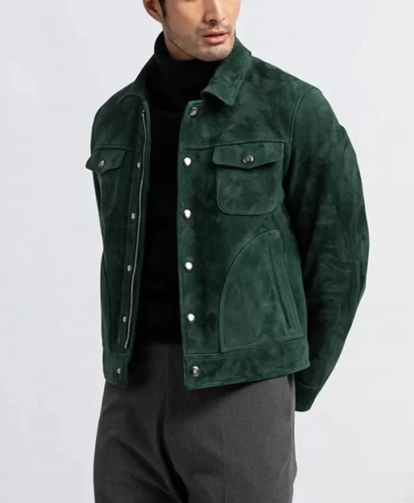 Ted Green Suede Biker Jacket Buttoned