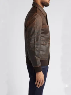 Tommy Mens Leather Bomber Flying Jacket Stand