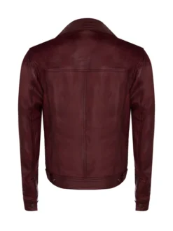 Travis Maroon Leather Jacket Back