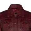 Travis Maroon Leather Jacket Collar