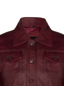 Travis Maroon Leather Jacket Collar
