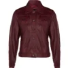 Travis Maroon Leather Jacket Main