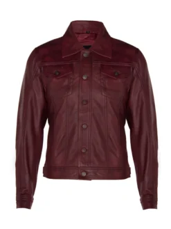 Travis Maroon Leather Jacket Main