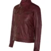 Travis Maroon Leather Jacket Side
