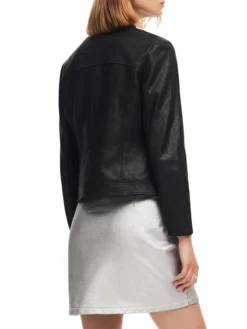 Women Designer Leather Biker Jacket Black Back
