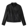 Women Designer Leather Biker Jacket Black Lean