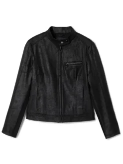 Women Designer Leather Biker Jacket Black Lean