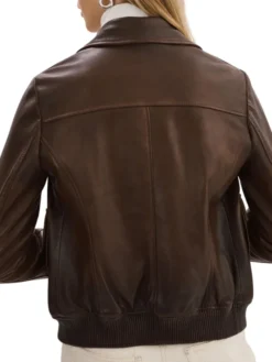 Womens Brown A2 Leather Flight Jacket Back