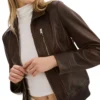 Womens Brown A2 Leather Flight Jacket Cuffs