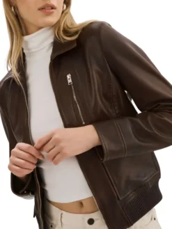 Womens Brown A2 Leather Flight Jacket Cuffs