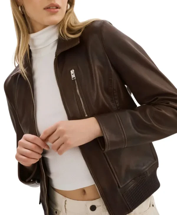 Womens Brown A2 Leather Flight Jacket Cuffs